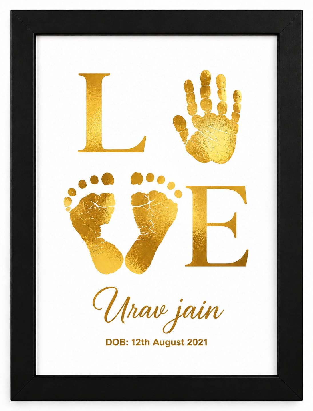 LOVE typographic foil keepsake, black frame