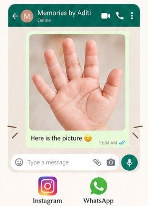 Sending the photo to Memories by Aditi via Instagram or WhatsApp